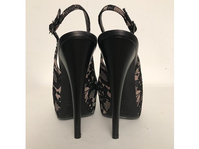 Sandali Slingback Giuseppe Zanotti Pizzo Nero - vista 3