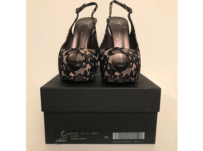 Sandali Slingback Giuseppe Zanotti Pizzo Nero - vista 5