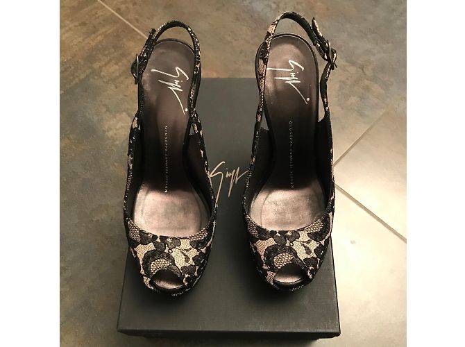 Sandali Slingback Giuseppe Zanotti Pizzo Nero - vista 6