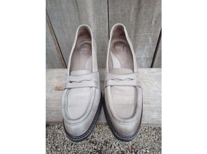 Paraboot Penny Loafer Ballerinas aus grau Leder mit 8cm Absatz - Ansicht 3