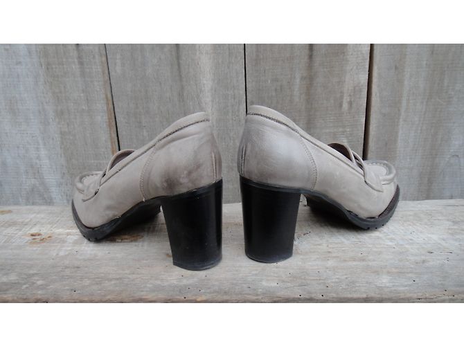 Paraboot Penny Loafer Ballerinas aus grau Leder mit 8cm Absatz - Ansicht 4