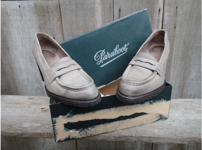 Paraboot Penny Loafer Ballerinas aus grau Leder mit 8cm Absatz - Ansicht 6