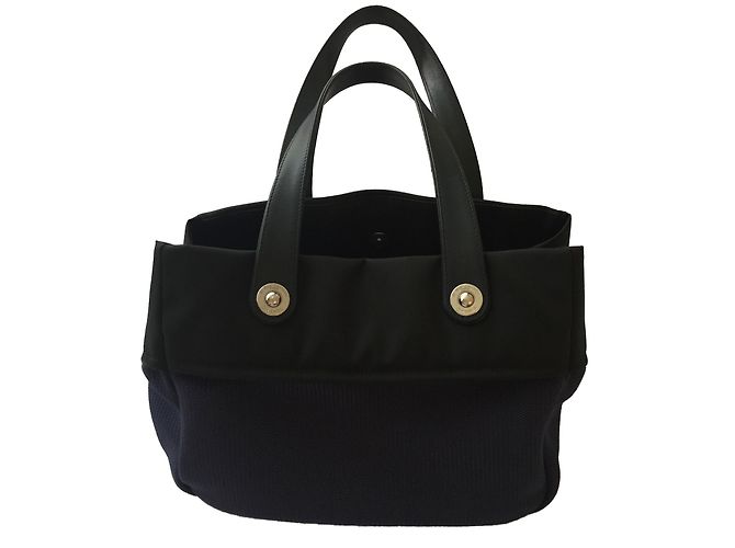 Borsa a mano Chanel blu e nera in pelle - vista 2