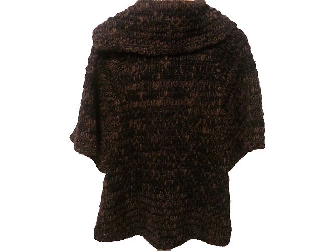 Autre Marque Alpaka Wollpullover schwarz und taupe 3/4 Ärmel Braun - Ansicht 2