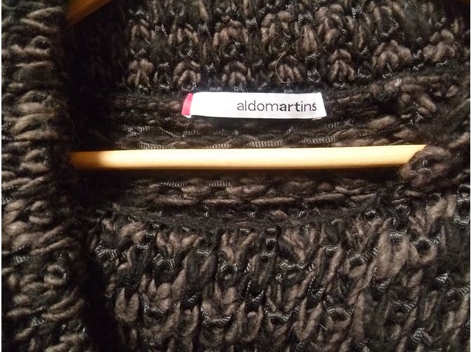 Autre Marque Alpaka Wollpullover schwarz und taupe 3/4 Ärmel Braun - Ansicht 3