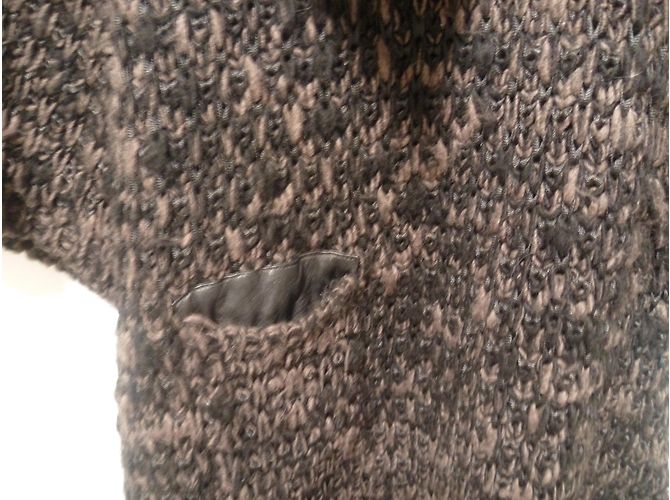 Autre Marque Alpaka Wollpullover schwarz und taupe 3/4 Ärmel Braun - Ansicht 4