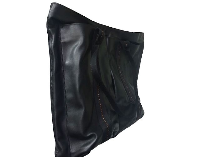 Borsa Hermès Caravan in pelle nera e tela Nero Arancione - vista 2