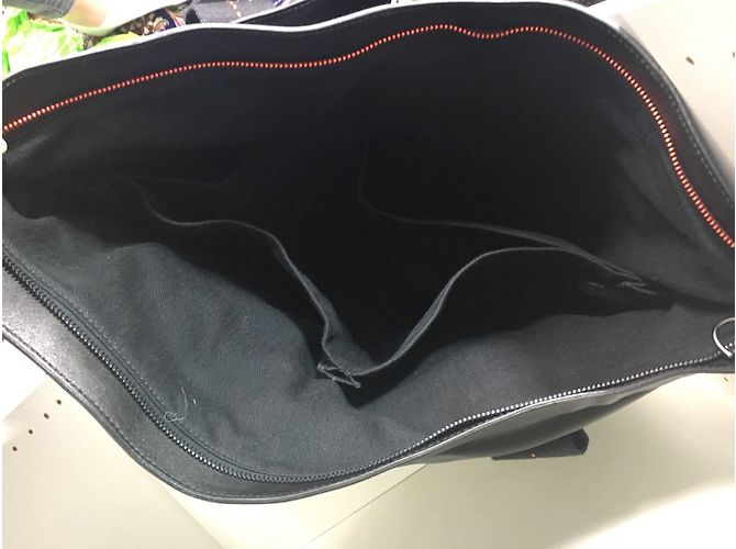 Borsa Hermès Caravan in pelle nera e tela Nero Arancione - vista 4