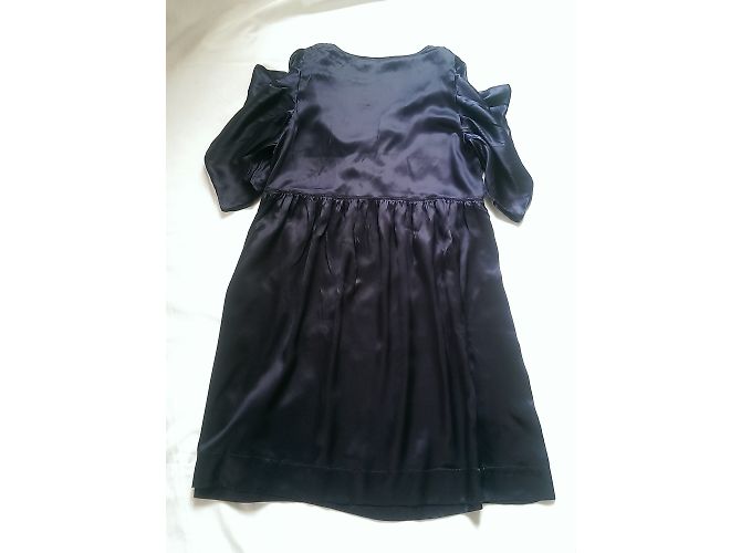 Abito See by Chloé in seta blu navy con scollo a V - vista 4