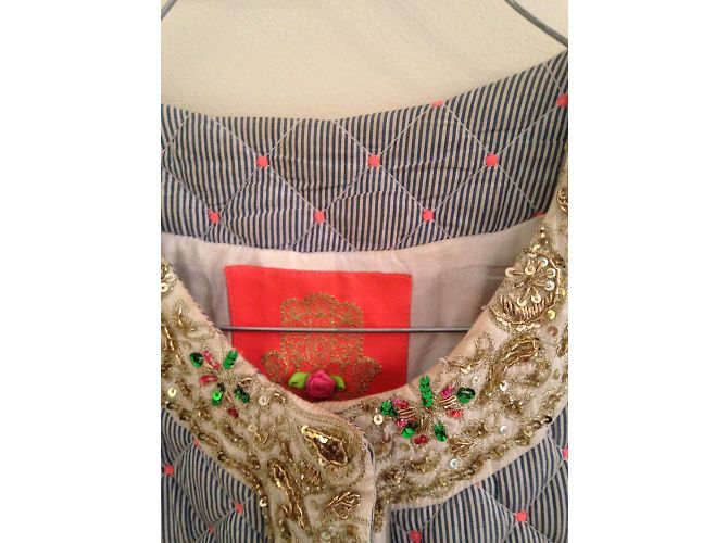 Chaqueta Manoush de algodón a rayas rosa blanco azul - vista 3