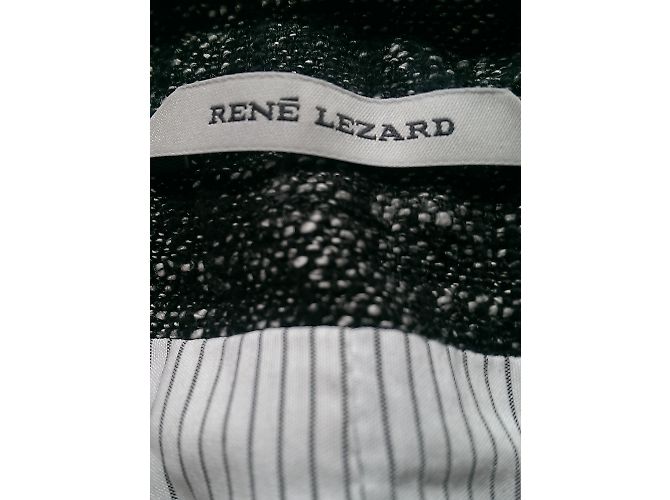 René Lezard Giacca Lunga in Tweed Grigio Seta e Cotone - vista 8