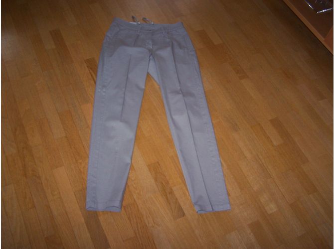 Autre Marque Pantalones Madeleine Verde Pastel de Algodón Gris - vista 7