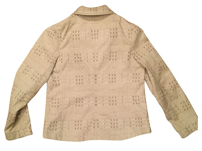 Chaqueta corta Burberry de algodón beige con estampado tartán - vista 2