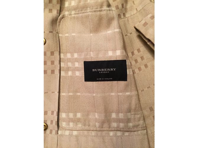 Chaqueta corta Burberry de algodón beige con estampado tartán - vista 3