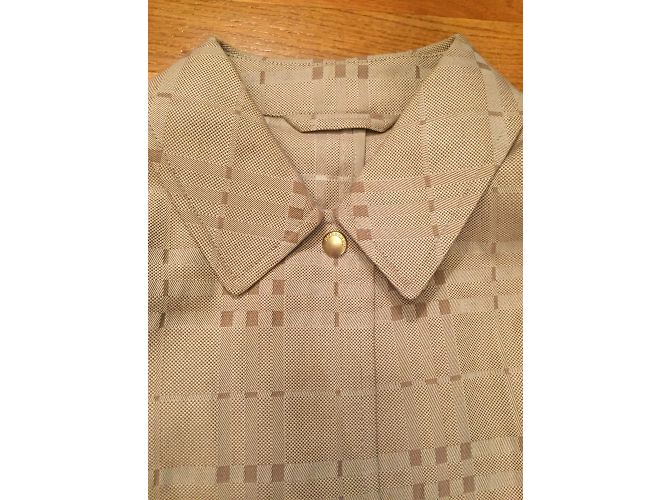 Chaqueta corta Burberry de algodón beige con estampado tartán - vista 4