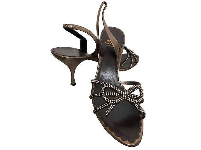 Sandali Moschino Cheap And Chic in Pelle Bronzo - vista 2