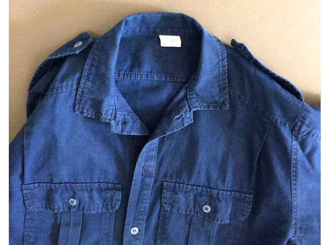 inconnue Camicia in cotone blu indaco - vista 3