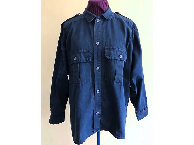 inconnue Camicia in cotone blu indaco - vista 4