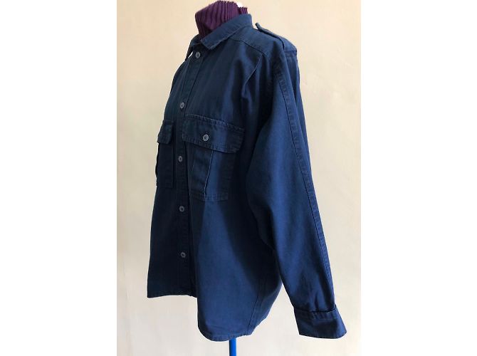 inconnue Camicia in cotone blu indaco - vista 6