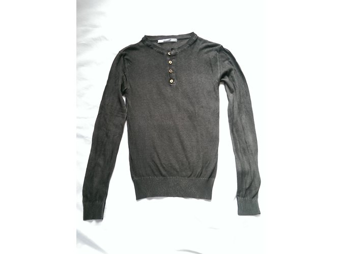 Autre Marque RELIVE Baumwollpullover mit Knöpfen Khaki M - Ansicht 3