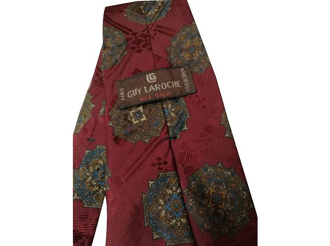 Guy Laroche Silk Tie Burgundy Multicolored Geometric Multiple colors - view 2