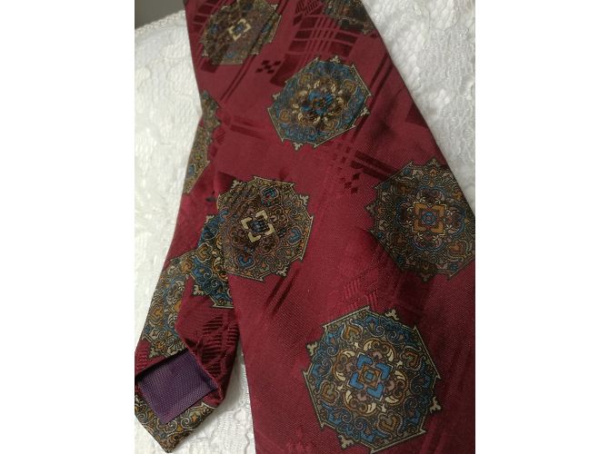 Guy Laroche Silk Tie Burgundy Multicolored Geometric Multiple colors - view 3