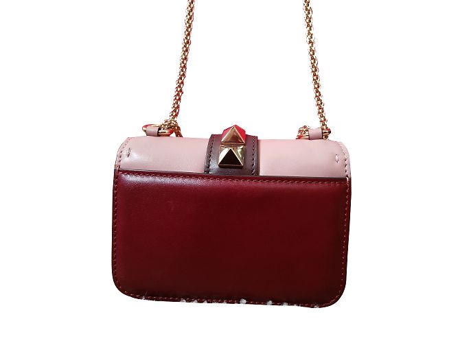 Mini borsa Valentino GLAM LOCK in pelle rosa e bordeaux Bordò - vista 2