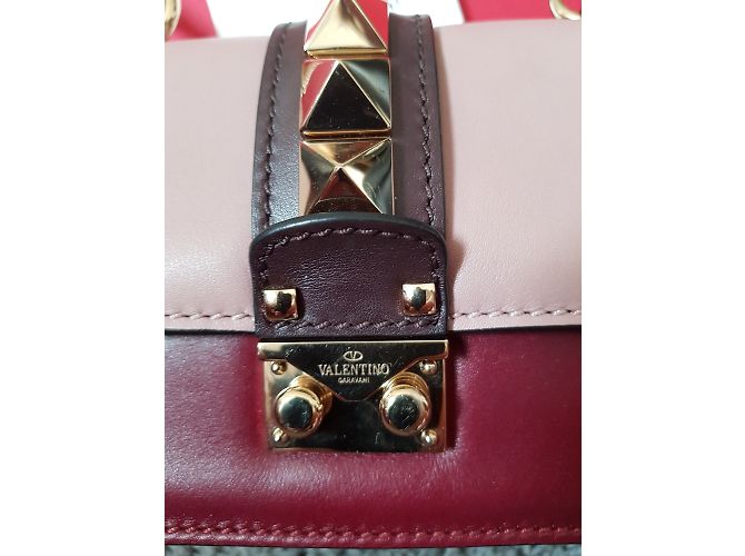 Mini borsa Valentino GLAM LOCK in pelle rosa e bordeaux Bordò - vista 3