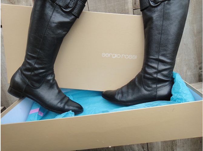 Botas Sergio Rossi de cuero negro 39.5 IT - vista 4