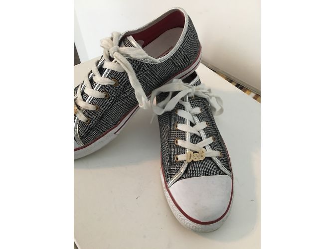 D&G Classic Sneaker rot grau Leder und metallischem Stoff 38 Anthrazitgrau - Ansicht 4