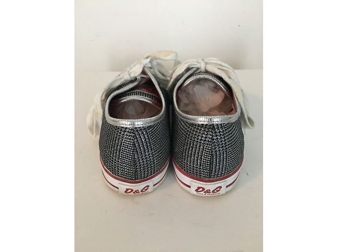 D&G Classic Sneaker rot grau Leder und metallischem Stoff 38 Anthrazitgrau - Ansicht 5