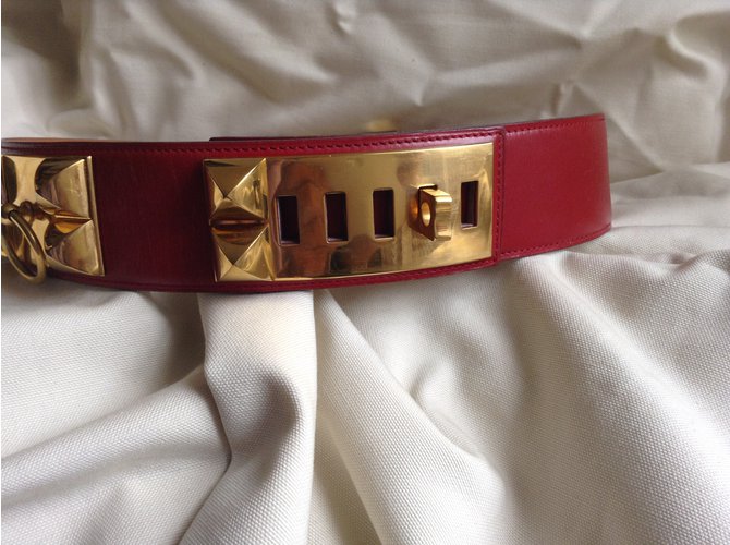 Hermès Cinturón COLLIER DE CHIEN Roja - vista 3