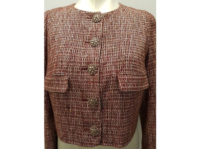 Chanel Tweed Jacke Dunkelrot Bordeaux - Ansicht 3
