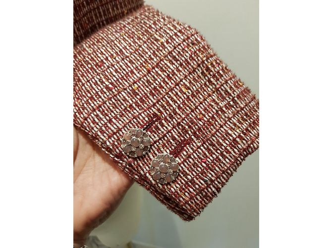 Chanel Tweed Jacke Dunkelrot Bordeaux - Ansicht 5