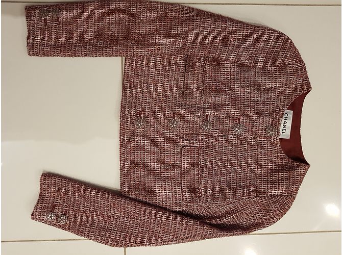 Chanel Tweed Jacke Dunkelrot Bordeaux - Ansicht 6