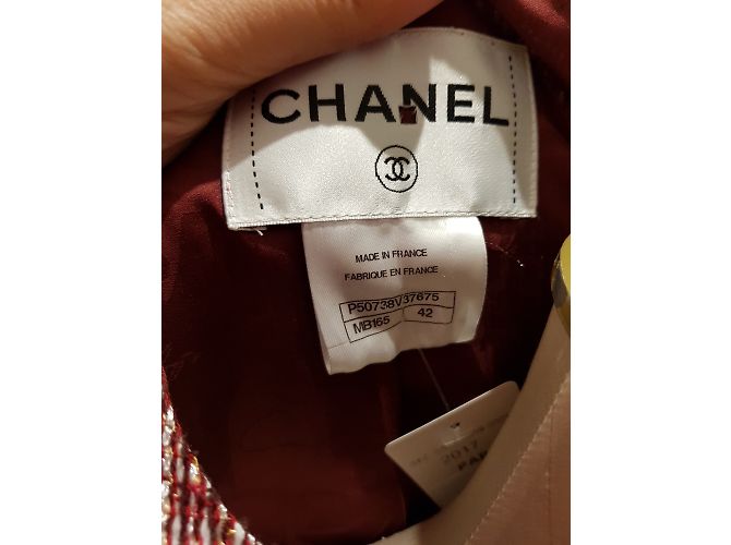 Chanel Tweed Jacke Dunkelrot Bordeaux - Ansicht 7