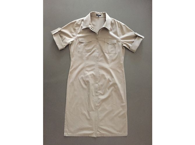 Autre Marque Vestido sahariano túnica tipo blusa beige algodón - vista 16