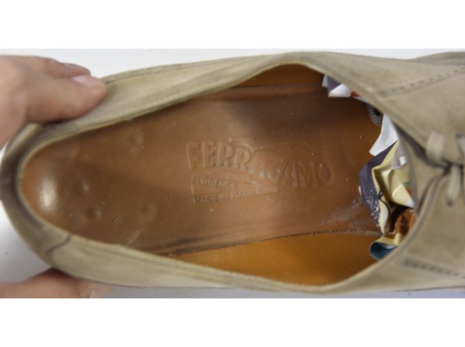 Salvatore Ferragamo Richelieu Donna Beige Nubuck - vista 8