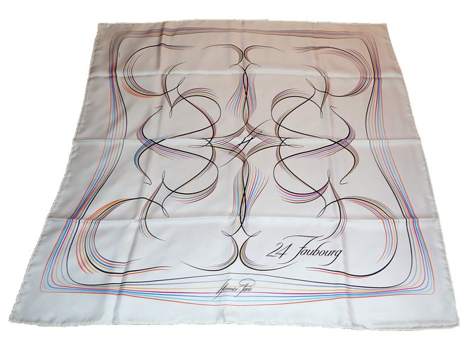 Sciarpa di seta Hermès 24 Faubourg bianca Bianco - vista 2