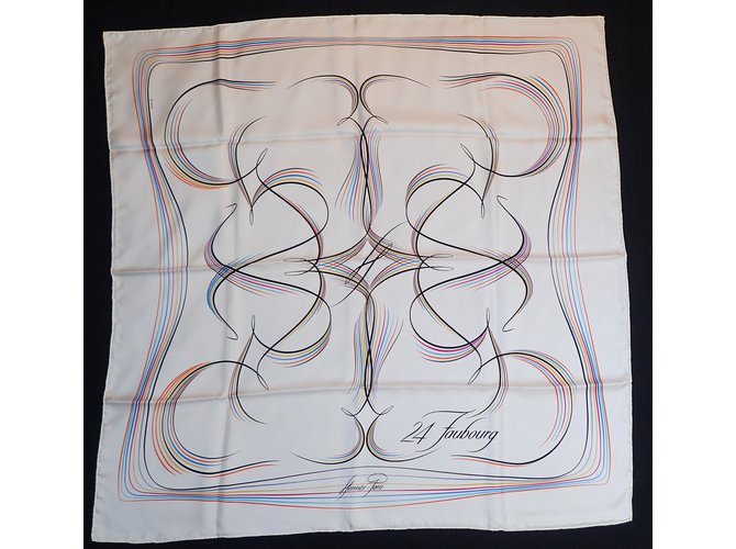 Sciarpa di seta Hermès 24 Faubourg bianca Bianco - vista 6