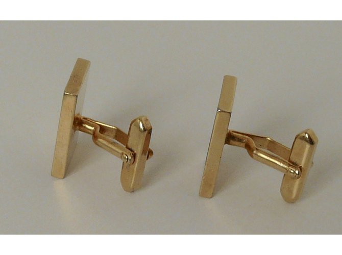 Ancienne Paire Boutons Manchettes vintage 1950 métal doré