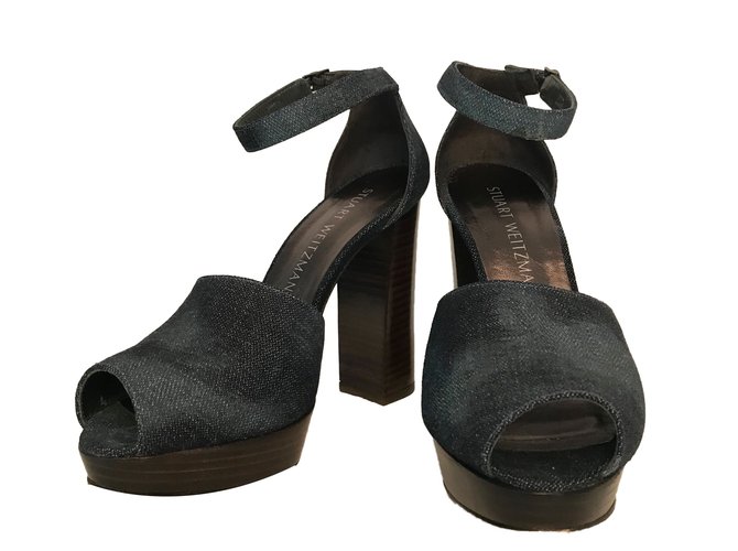 Sandali Stuart Weitzman in denim blu - vista 2