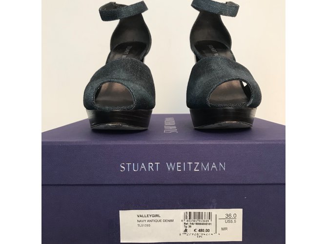Sandali Stuart Weitzman in denim blu - vista 5