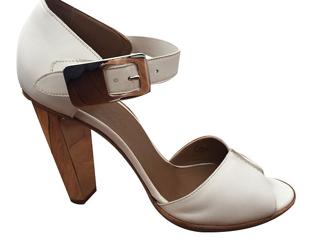 Sandalias Hermès en piel blanca talla 38 Blanco - vista 2