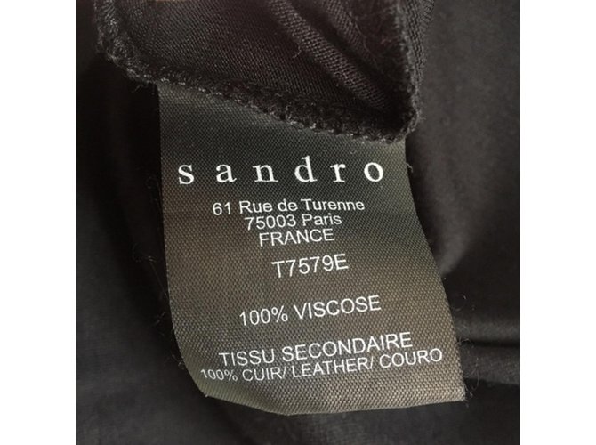 Top de flecos de cuero Sandro Negro - vista 4