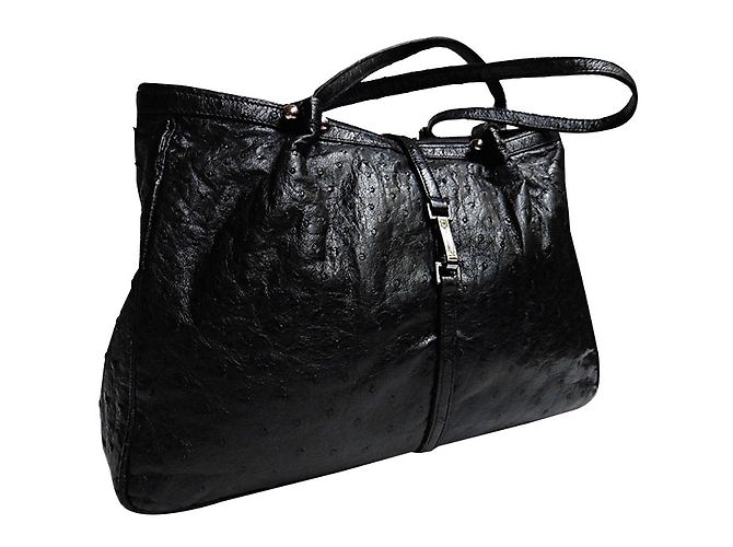 Borsa Renaud Pellegrino in pelle di struzzo nera Nero - vista 2