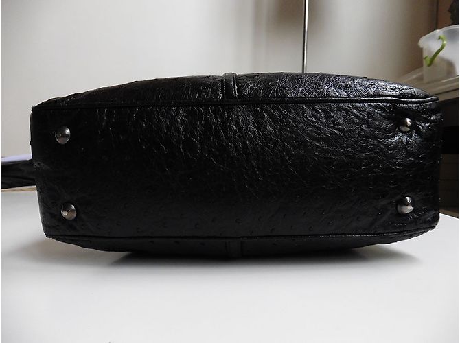 Borsa Renaud Pellegrino in pelle di struzzo nera Nero - vista 4