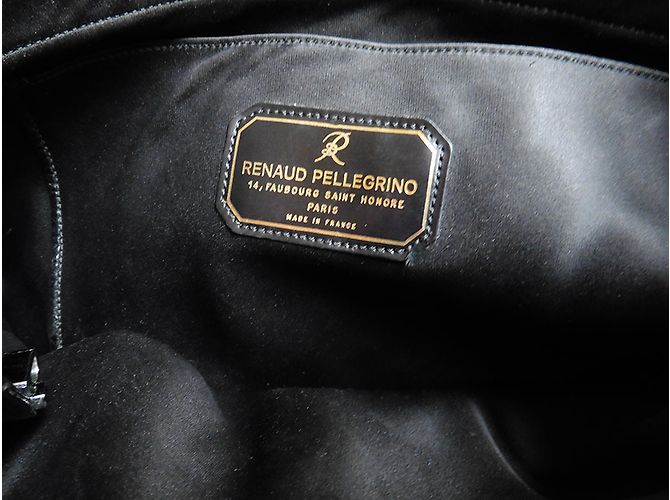 Borsa Renaud Pellegrino in pelle di struzzo nera Nero - vista 5