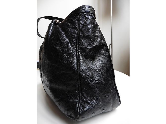 Borsa Renaud Pellegrino in pelle di struzzo nera Nero - vista 6