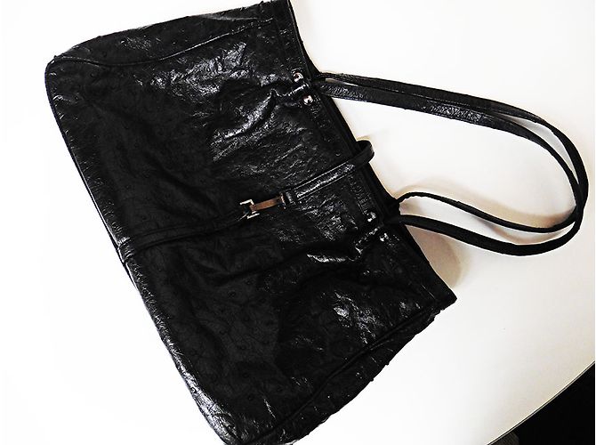 Borsa Renaud Pellegrino in pelle di struzzo nera Nero - vista 7